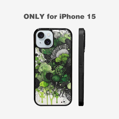 iPhone 15 Case — Sea Creature Burst Black Green Ink, Custom Print Case Cover