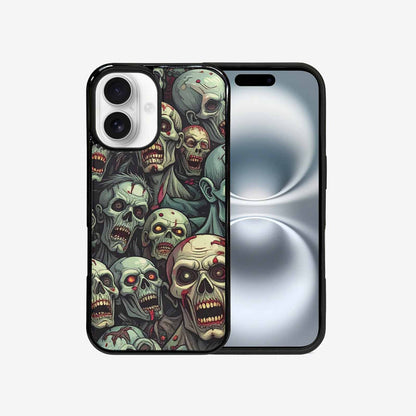 iPhone 16 Case — Zombie Head Pattern Hundreds Of Small, Custom Phone Case