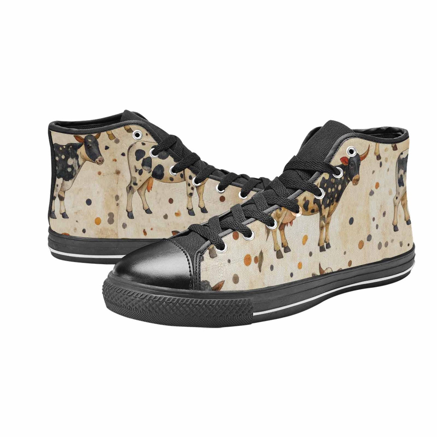 WOMEN'S Cow Animal Print High Top Canvas Y2K Custom Shoes
