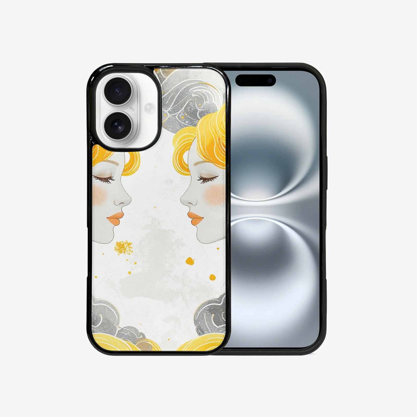 iPhone 16 Case — Gemini Twins Zodiac Pattern Seamless Repeat, Personalized Phone Case