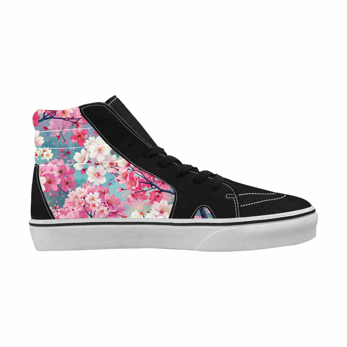 MEN'S Cherry Blossom Branch High Top Canvas Vibrant Chaos Sneakers
