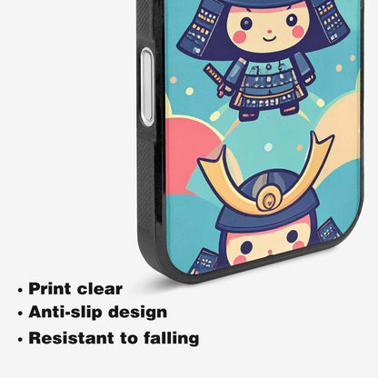 iPhone 16 Case — Samurai Cartoon Art Repeat Pattern, Custom Made Phone Cover