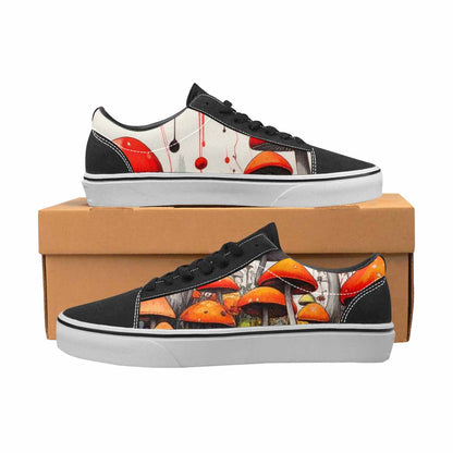 MEN'S Mushrooms Black & Red Ink Canvas Custom Design Wallpaper Art Limited Edition Sneakers