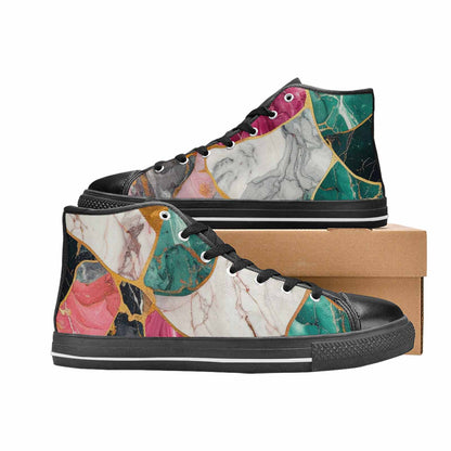 MEN'S Marble Stone Texture High Top Canvas Wallpaper Art Sneakers