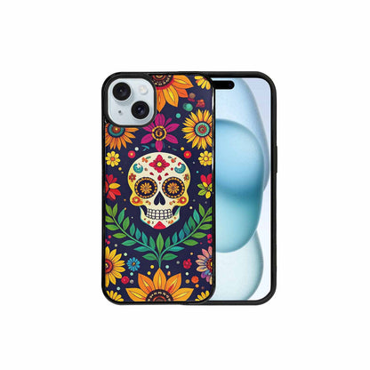 iPhone 15 Plus Case — Sunflowers Hundreds Of Skulls Art Seamless, Original Design Phone Case