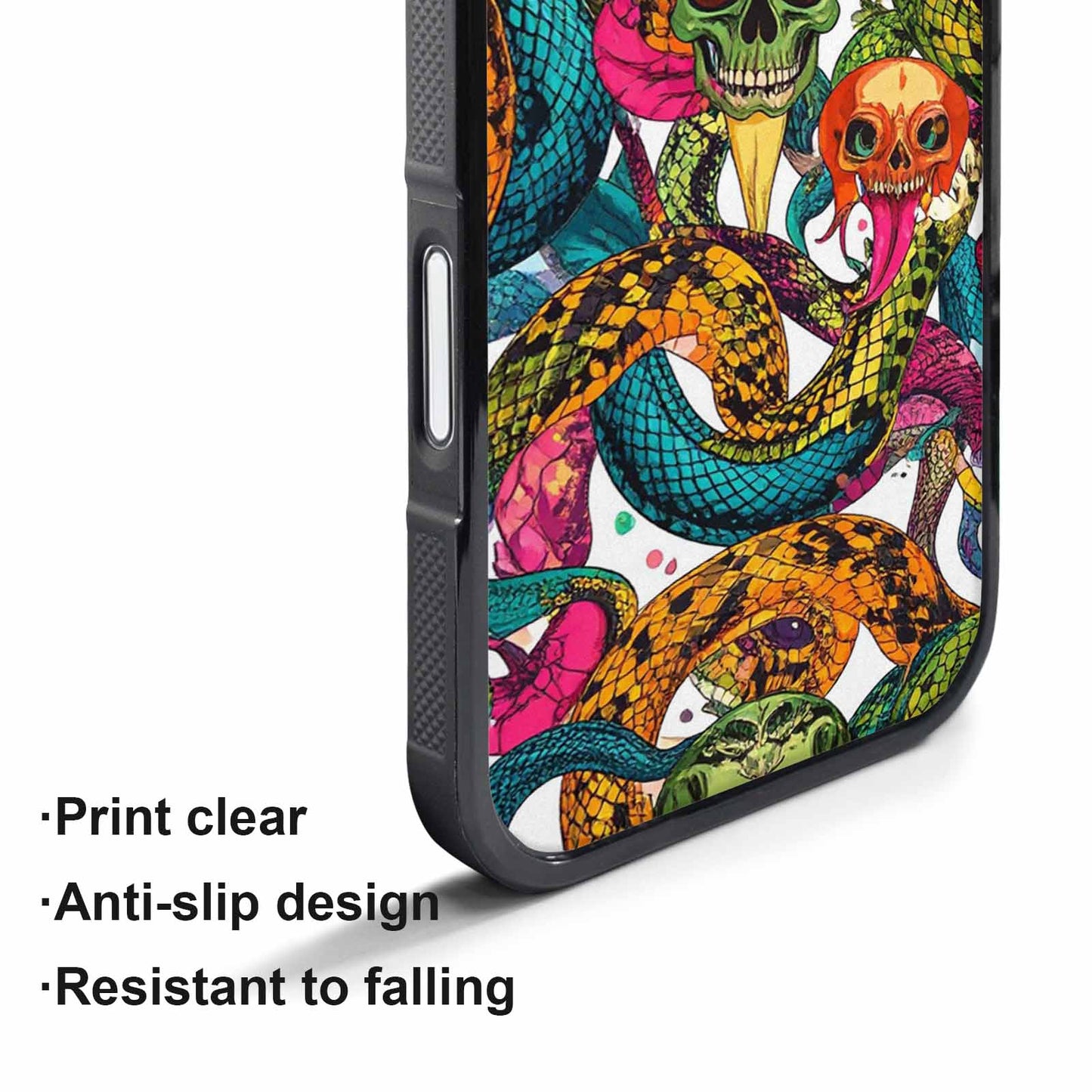 iPhone 17 Pro Case — Snake Print Skull Seamless Pattern Gothic, Customized Protective Case