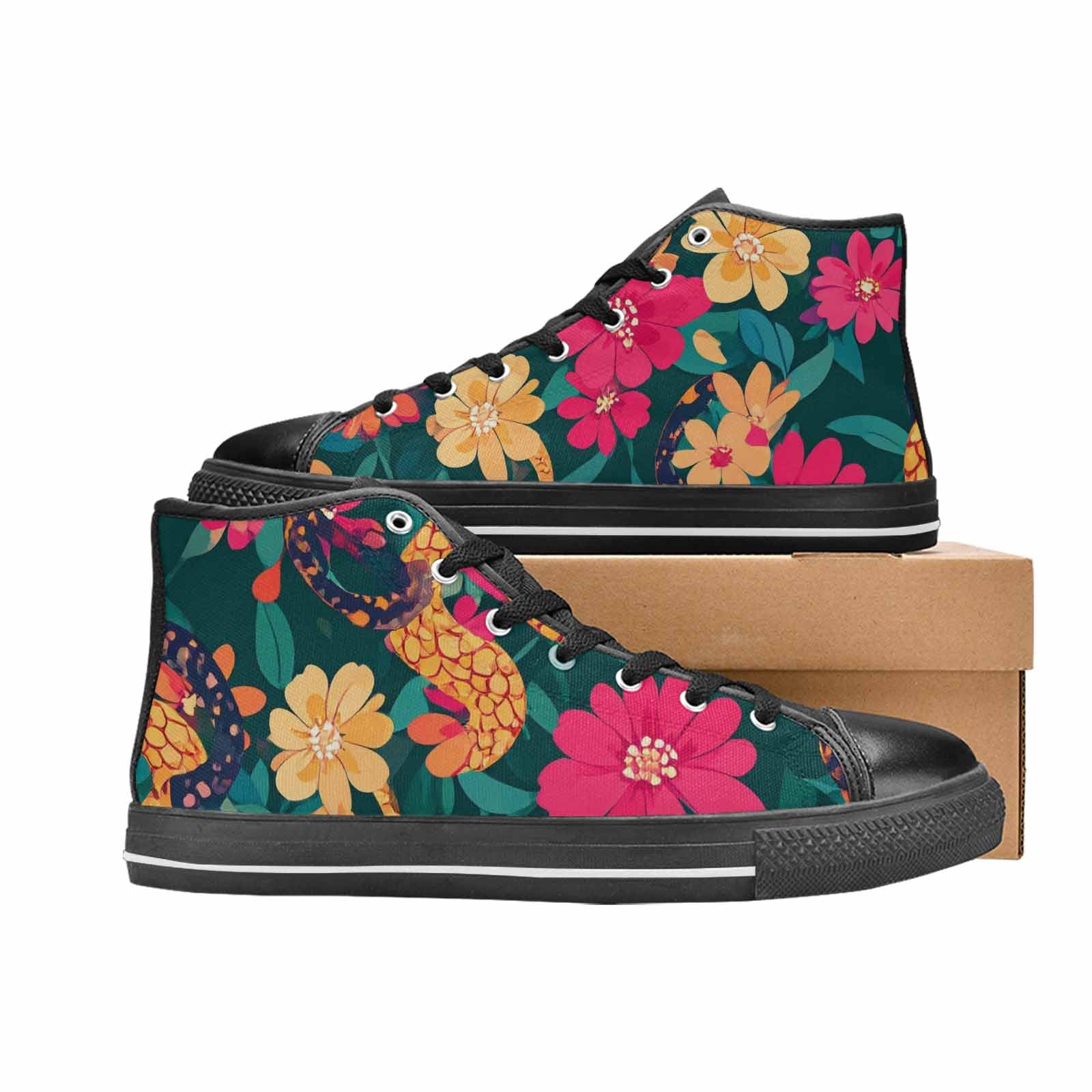 WOMEN'S Floral Snake Print High Top Canvas Y2K Shoes