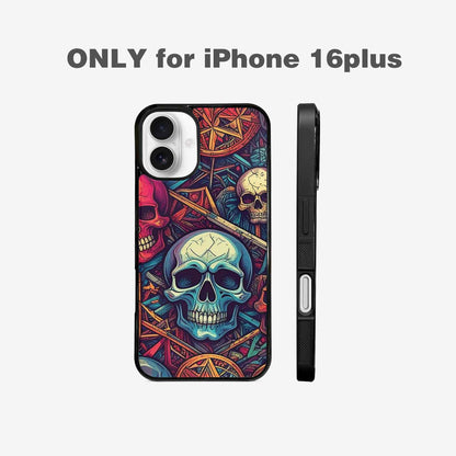 iPhone 16 Plus Case — Sacred Geometry Lots Of Skulls Seamless, Custom Phone Case