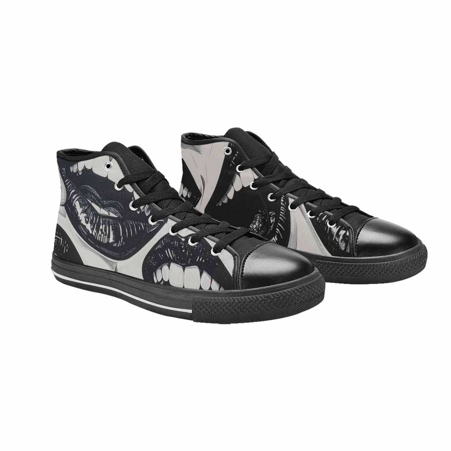 WOMEN'S Googly Cartoon Mouths High Top Canvas Cottagecore Custom Shoes
