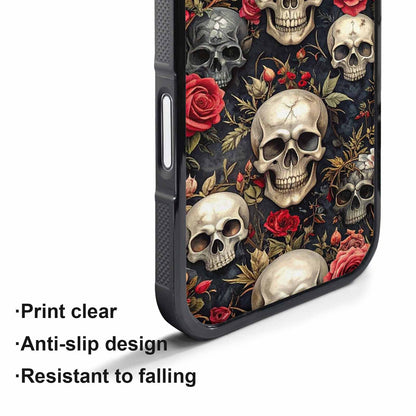 iPhone 17 Pro Case — Skulls Roses And Skulls Small Gothic, Customized Protective Case