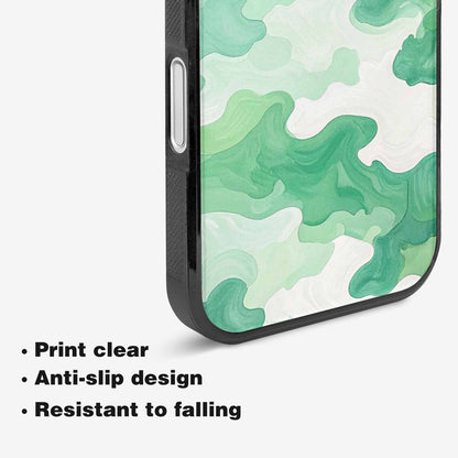 iPhone 16 Case — Camo Mint Green White, Personalized Phone Case