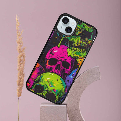 iPhone 15 Plus Case — Vibrant Camo 1000\'s Of Skeletons Neon, Custom Phone Case