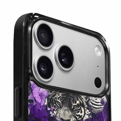 iPhone 17 Pro Case — Black Purple Ink Animal Print Animal, Personalized Phone Case