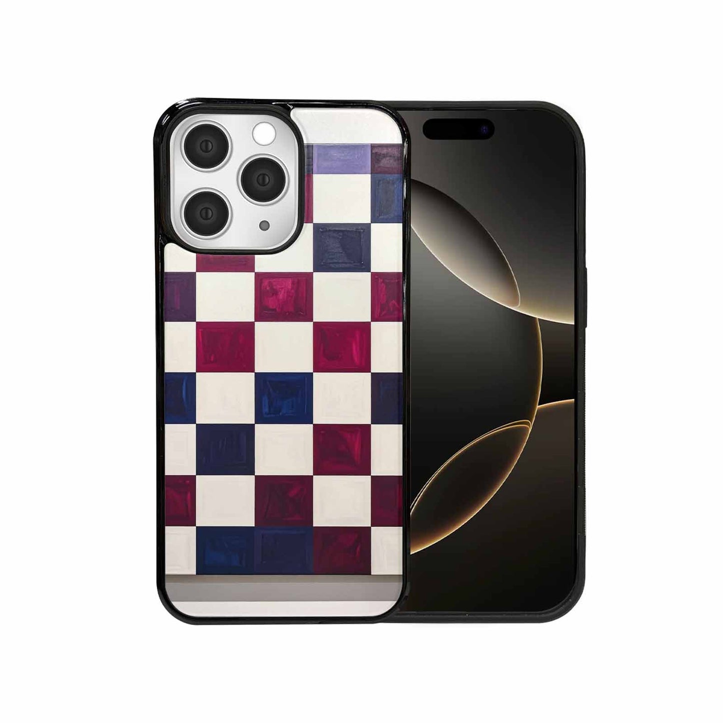 iPhone 15 Pro Max Case — Checkerboard Print, Custom Phone Case