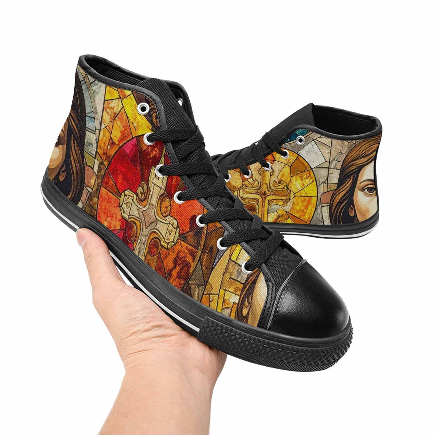 MEN'S Jesus Face Small High Top Canvas Vivid Shoes