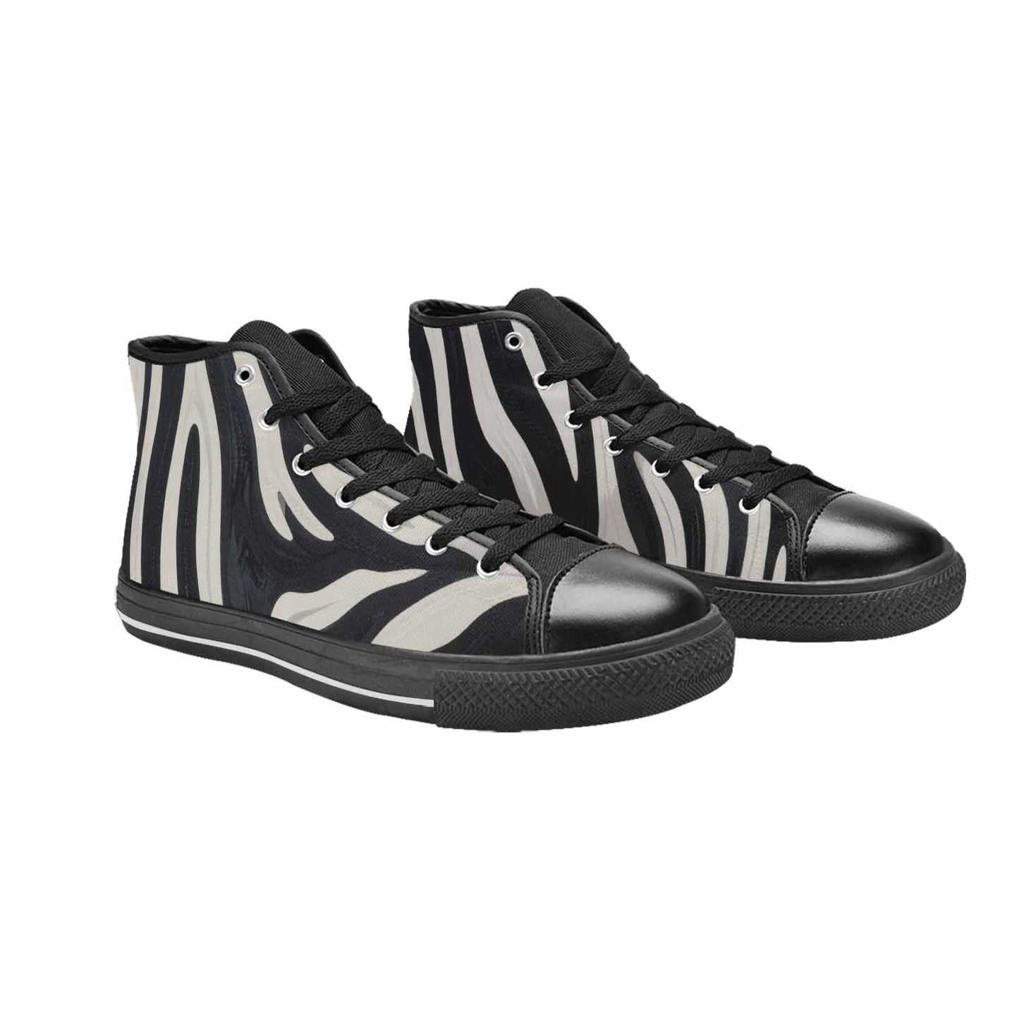 WOMEN'S Modern Zebra Stripe High Top Canvas Neon Fantasy Custom Sneakers