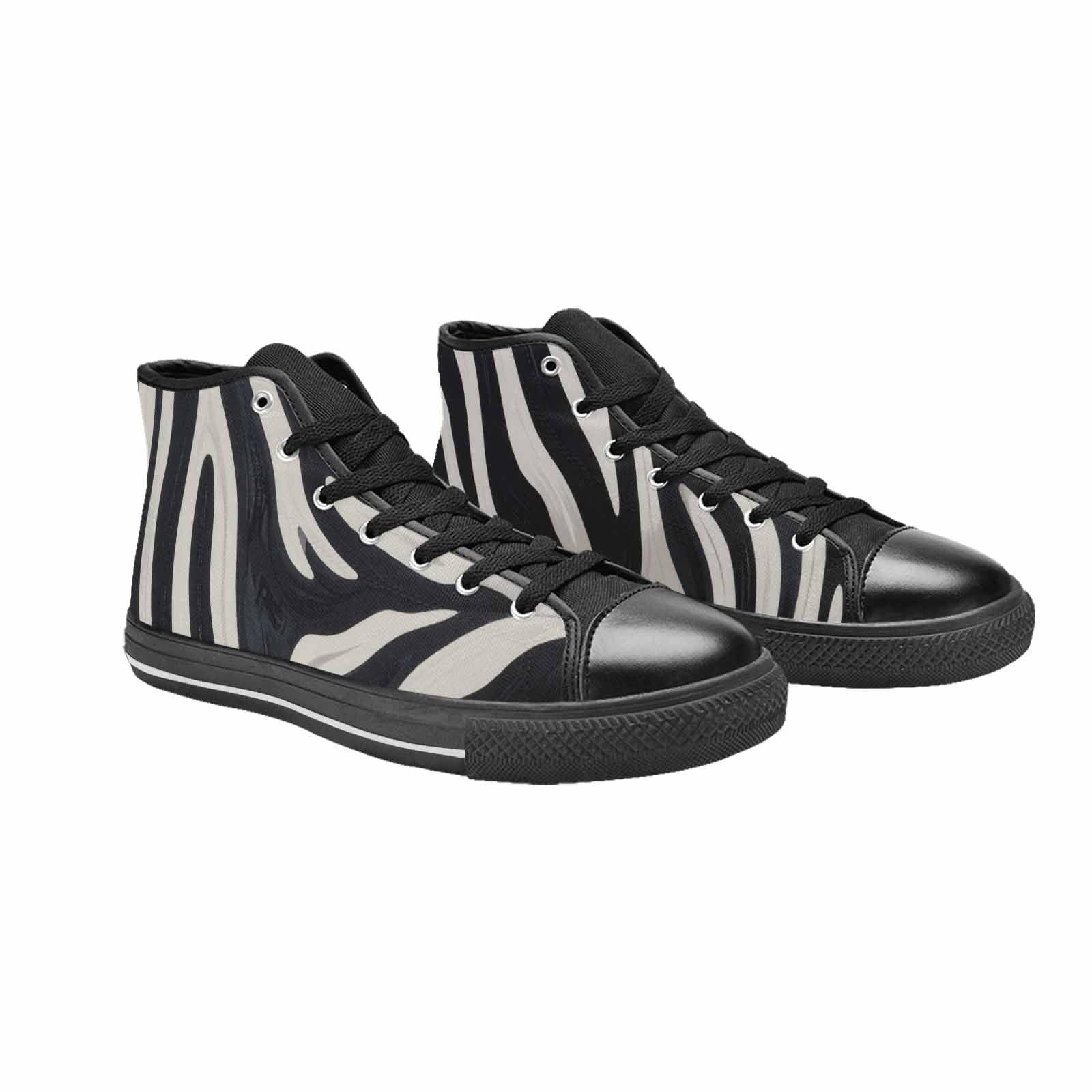 WOMEN'S Modern Zebra Stripe High Top Canvas Neon Fantasy Custom Sneakers