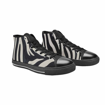 WOMEN'S Modern Zebra Stripe High Top Canvas Neon Fantasy Custom Sneakers