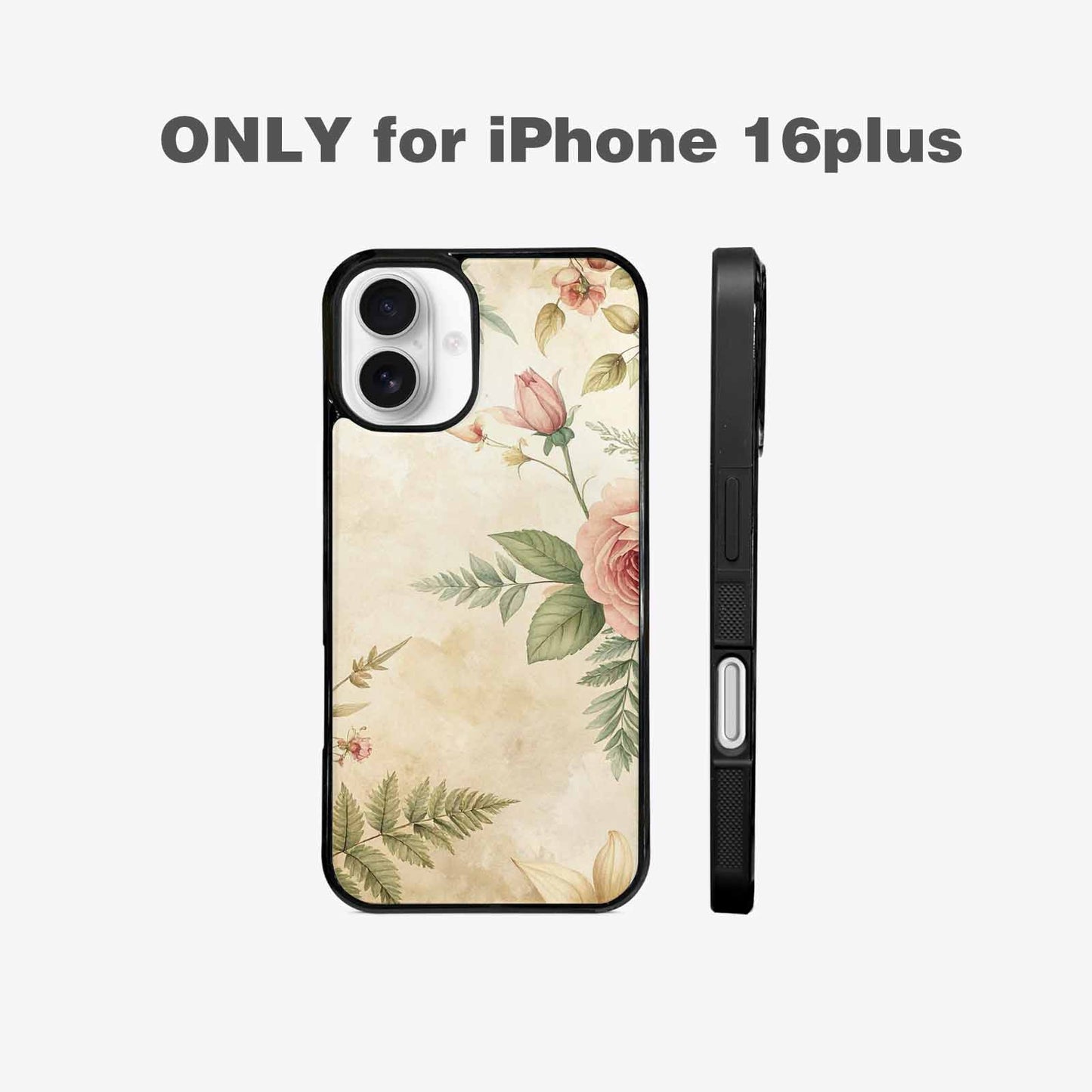 iPhone 16 Plus Case — Vintage Botanical Art Pattern, Custom Art Phone Cover