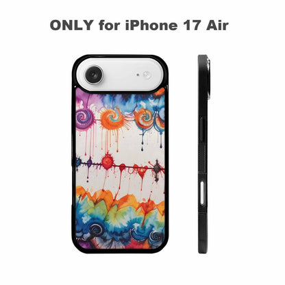 iPhone 17 Air Case — Tie Dye Swirls Black Red Tie, Personalized Phone Case