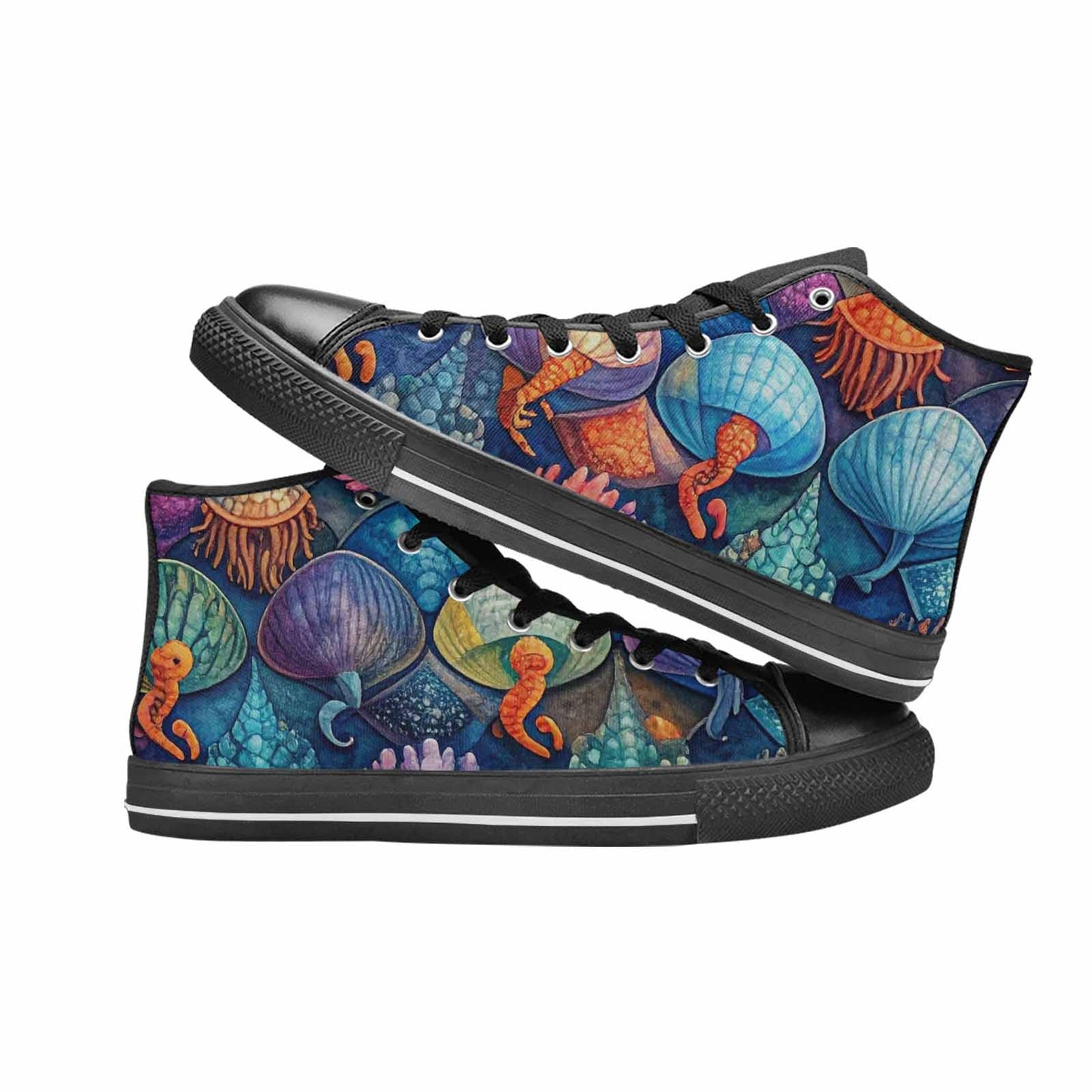 MEN'S Fish Scale Coral High Top Canvas Aesthetic Sneakers