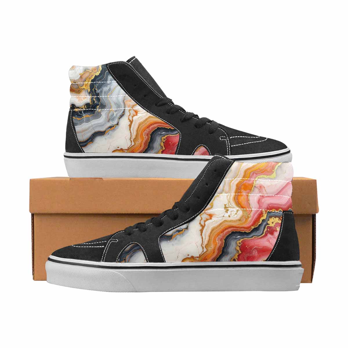 WOMEN'S Marble High Top Canvas Original Design Vivid Limited Edition Sneakers