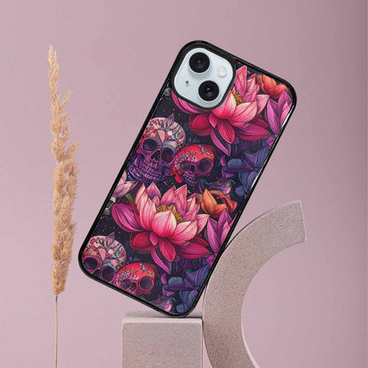 iPhone 15 Plus Case — Lotus Skulls, Unique Phone Case Design
