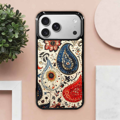iPhone 17 Pro Max Case — Small Paisley Bandana Pattern, Original Art, Custom Designed Case Cover