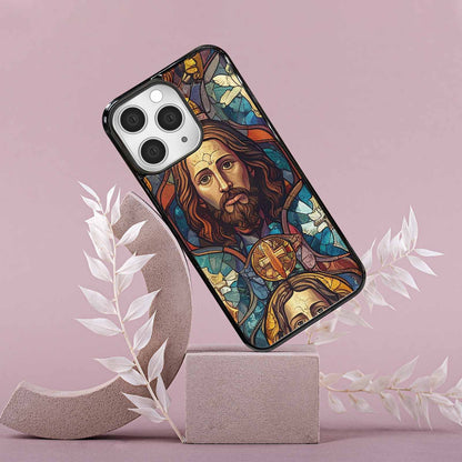 iPhone 15 Pro Max Case — Jesus Face Small Cross And Faith, Custom Print Case Cover