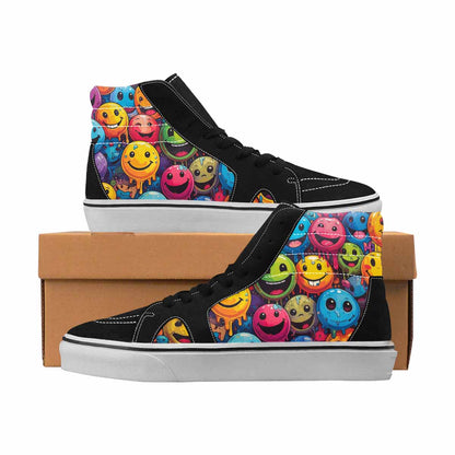 MEN'S Smiley Face High Top Canvas Artist-designed Neon Fantasy Customized Sneakers