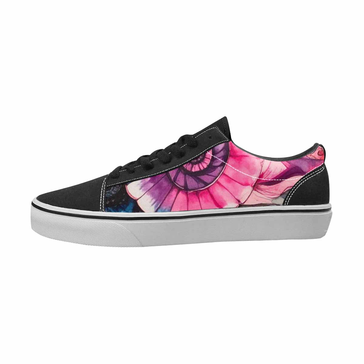 MEN'S Tie Dye Black & Pink Ink Canvas Bold Print Kaleidoscope Custom Canvas Shoes