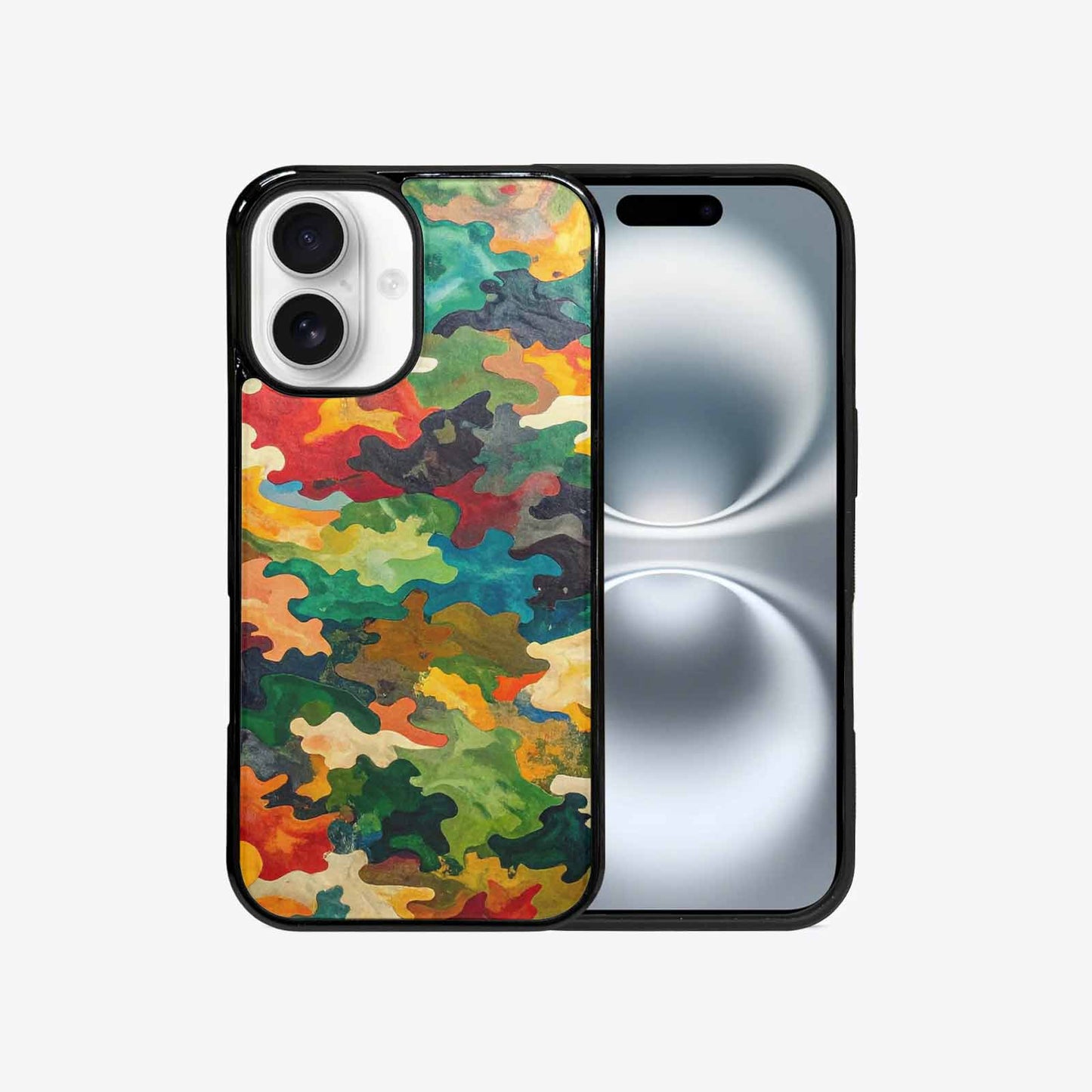 iPhone 16 Case — Camo Patches Full Color Vibrant Camo, Original Design Phone Case