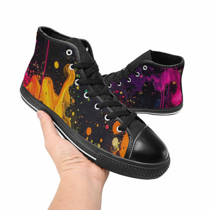 MEN'S Paint Splatter High Top Canvas Neon Fantasy Sneakers