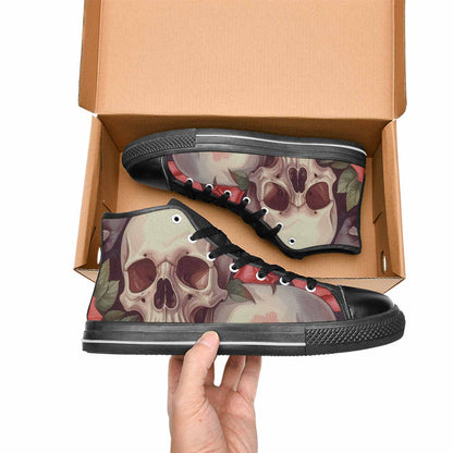 WOMEN'S Skulls Roses Soft Airbrush High Top Canvas Cottagecore Custom Shoes