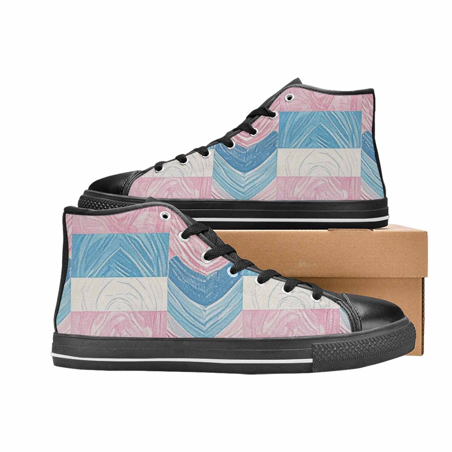 MEN'S Transgender Flag Color High Top Canvas Y2K Custom Sneakers