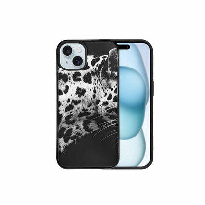 iPhone 15 Plus Case — Leopard Print Black And White Style, Custom Art Phone Cover