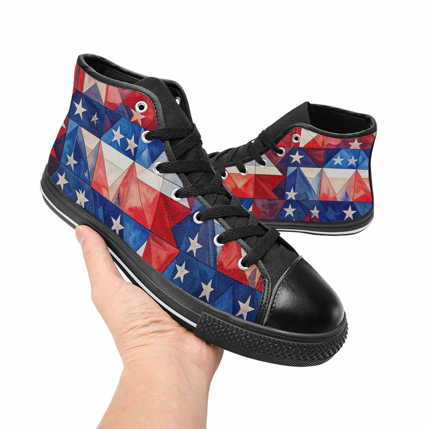 MEN'S American Flag Stars High Top Canvas Surreal Custom Shoes