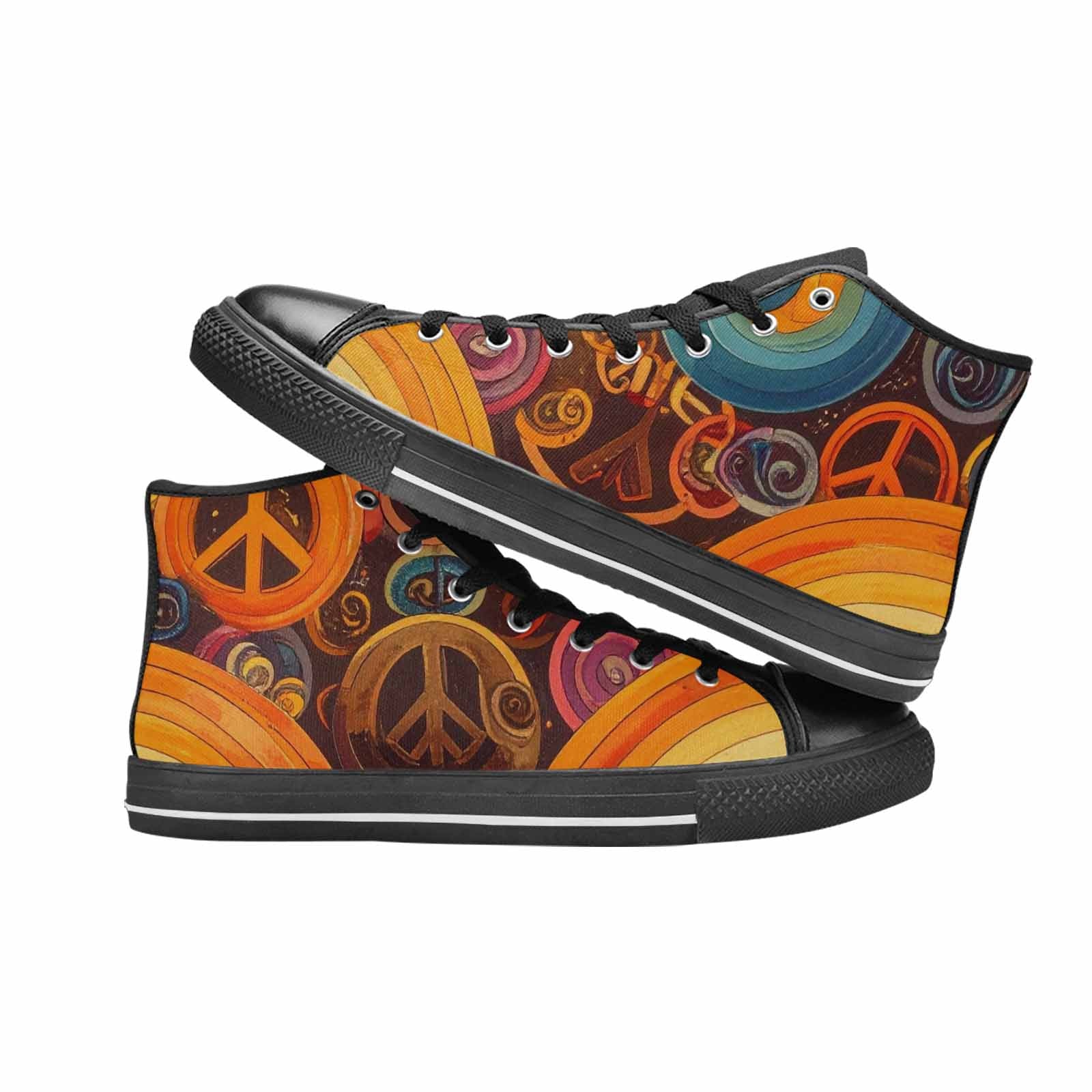 MEN'S Groovy 70S Peace High Top Canvas Neon Fantasy Shoes