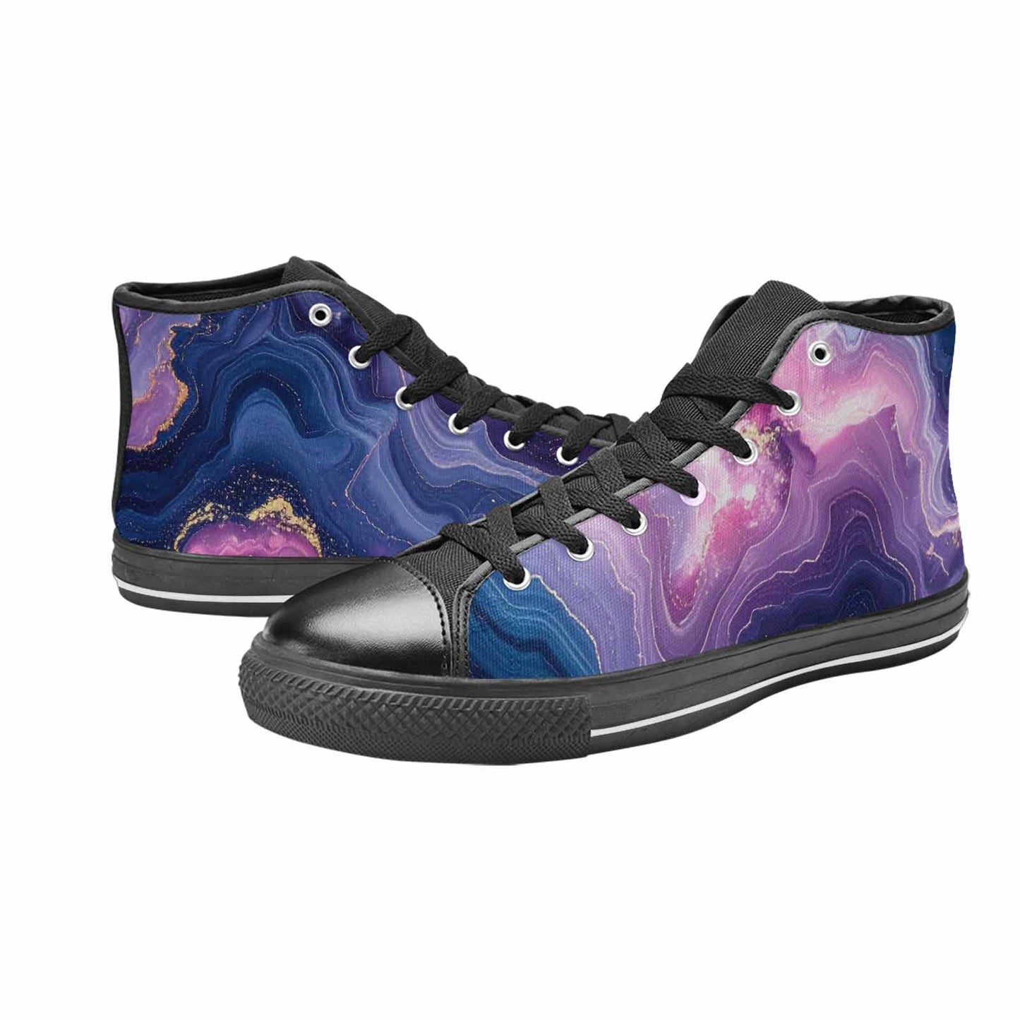 MEN'S Marble Galaxy High Top Canvas Neon Fantasy Custom Sneakers