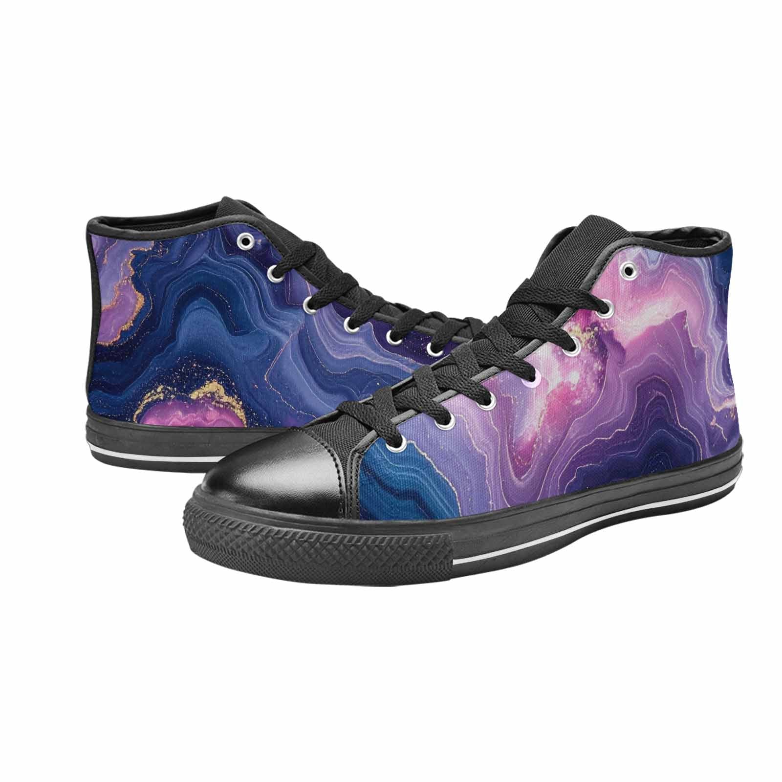 MEN'S Marble Galaxy High Top Canvas Neon Fantasy Custom Sneakers