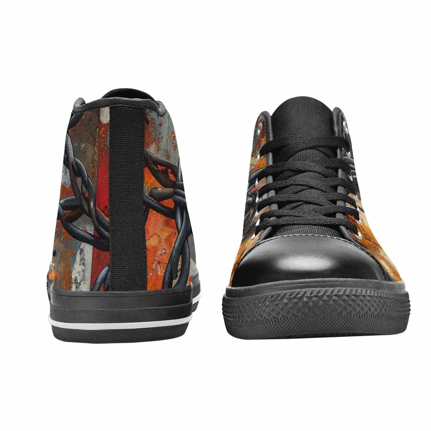 WOMEN'S Barbed Wire Chain High Top Canvas Grunge Sneakers
