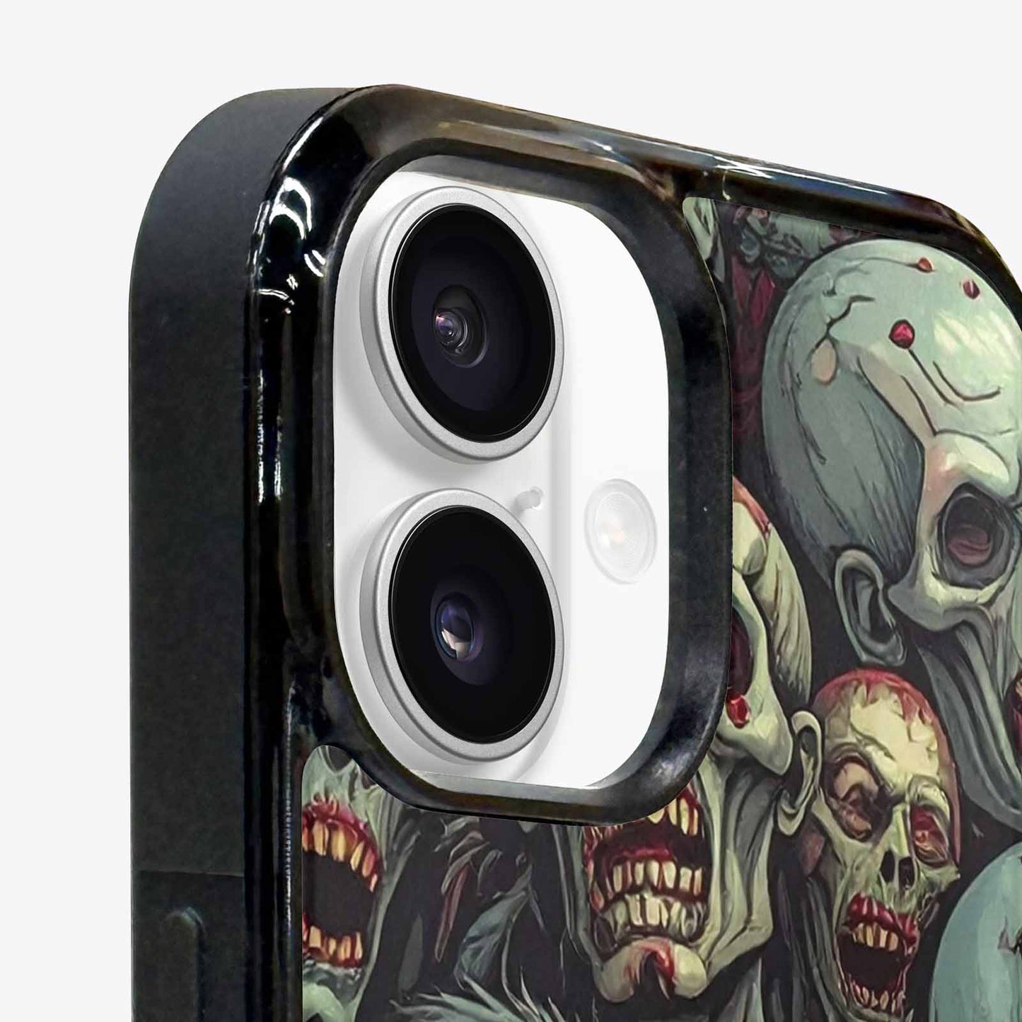 iPhone 16 Case — Zombie Head Pattern Hundreds Of Small, Custom Phone Case