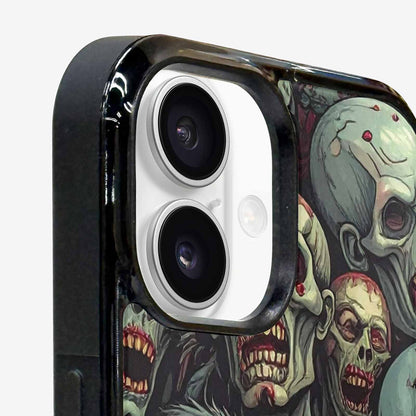 iPhone 16 Case — Zombie Head Pattern Hundreds Of Small, Custom Phone Case