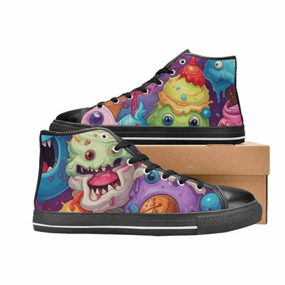 MEN'S Melting Icecream Cone Monster High Top Canvas Neon Fantasy Shoes