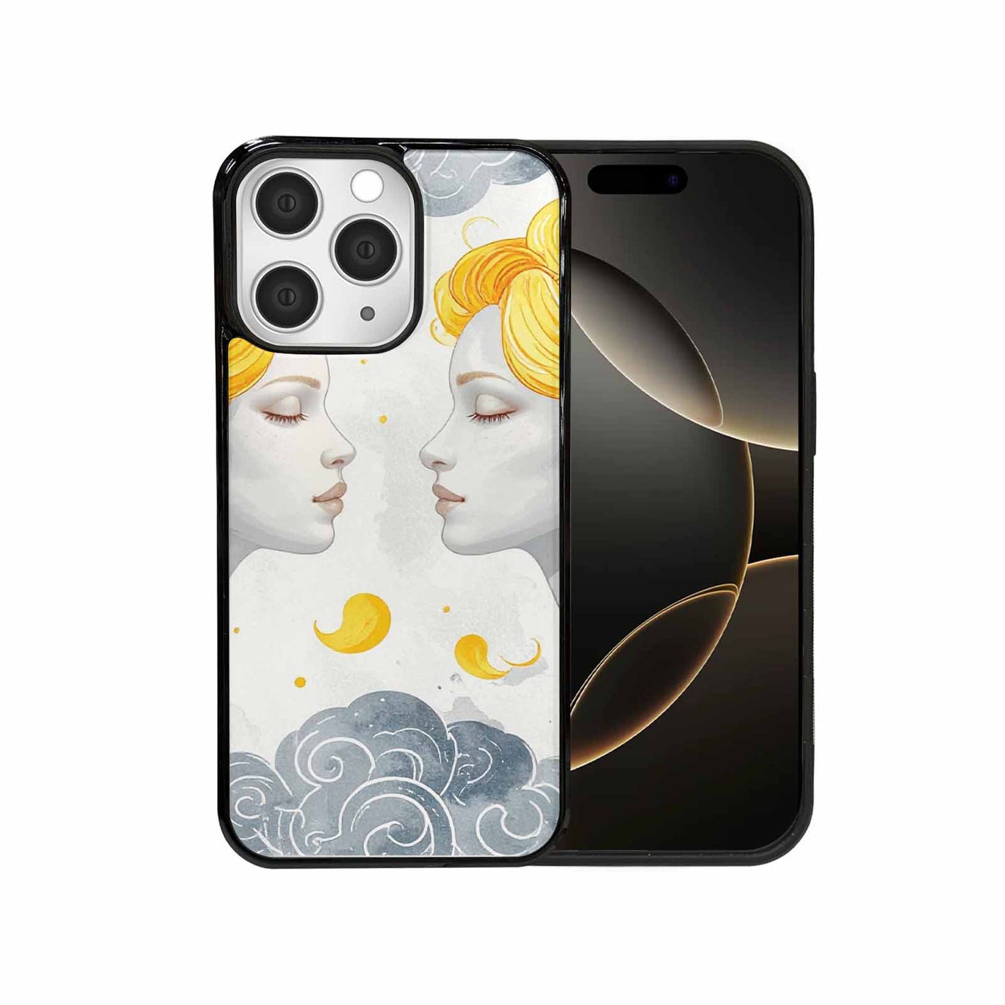 iPhone 15 Pro Max Case — Gemini Twins Zodiac Pattern Seamless Repeat, Original Design Phone Case