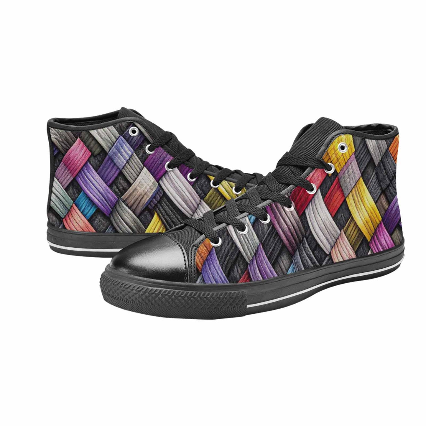 MEN'S Asexual Flag Color High Top Canvas Grunge Custom Sneakers