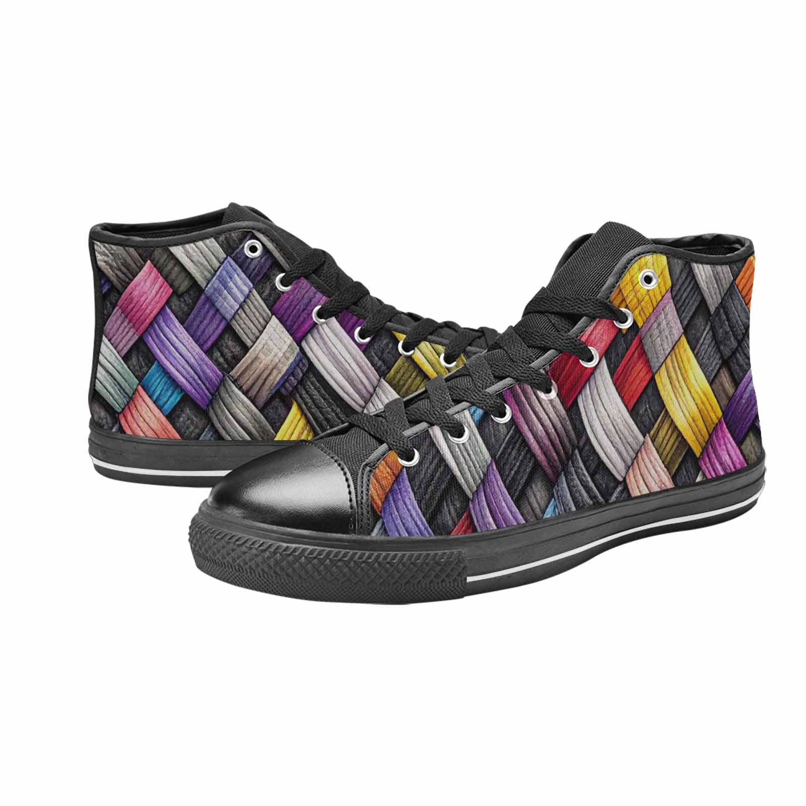 MEN'S Asexual Flag Color High Top Canvas Grunge Custom Sneakers