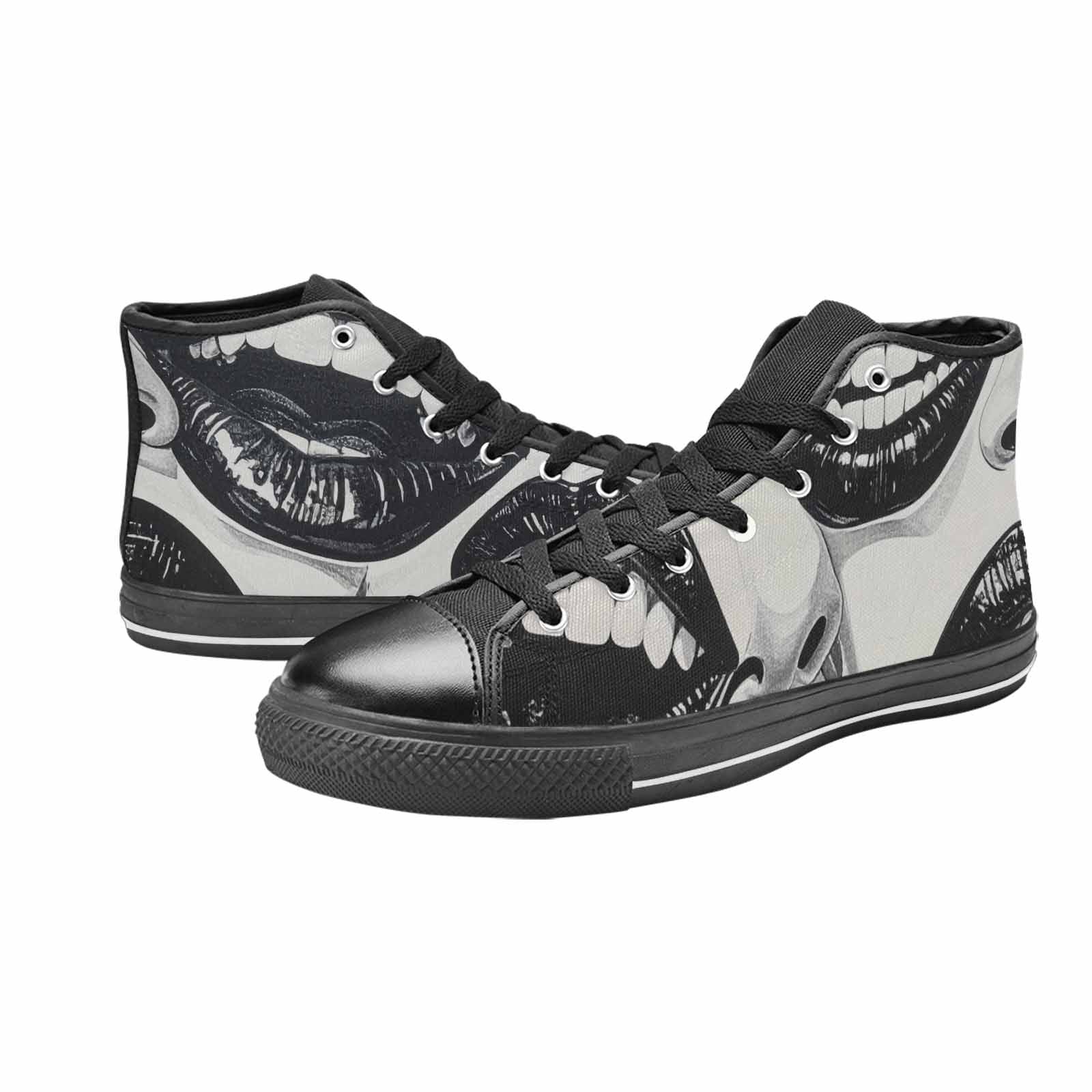 WOMEN'S Googly Cartoon Mouths High Top Canvas Cottagecore Custom Shoes