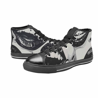 WOMEN'S Googly Cartoon Mouths High Top Canvas Cottagecore Custom Shoes