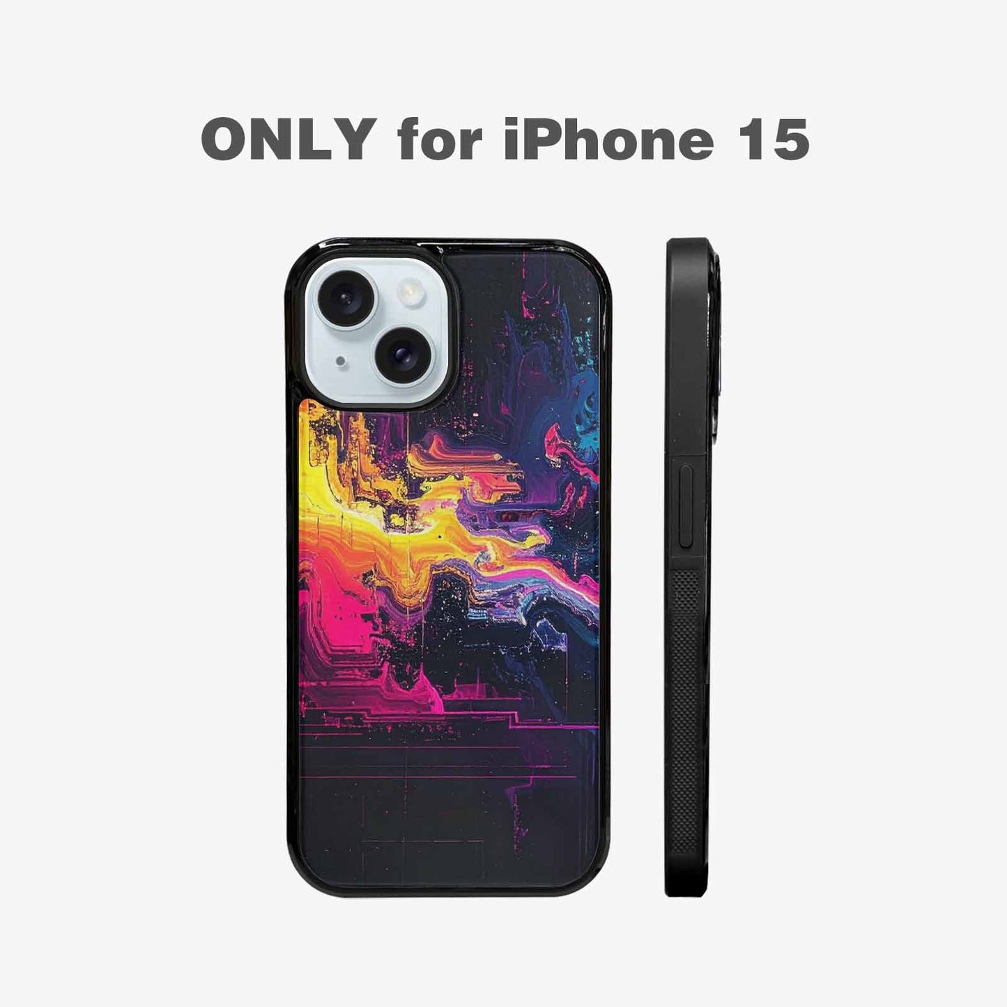 iPhone 15 Case — Glitch Dark Art Seamless Pattern Vibrant, Custom Phone Case